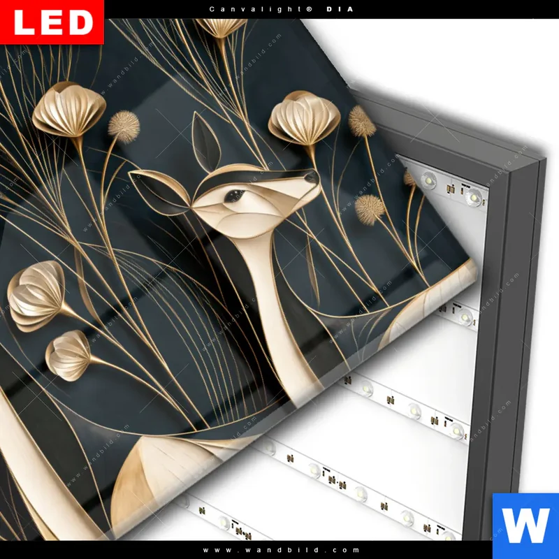 Wechselmotiv Acrylglas Canvalight® DIA | Rehe - Anmut des Waldes | Querformat
