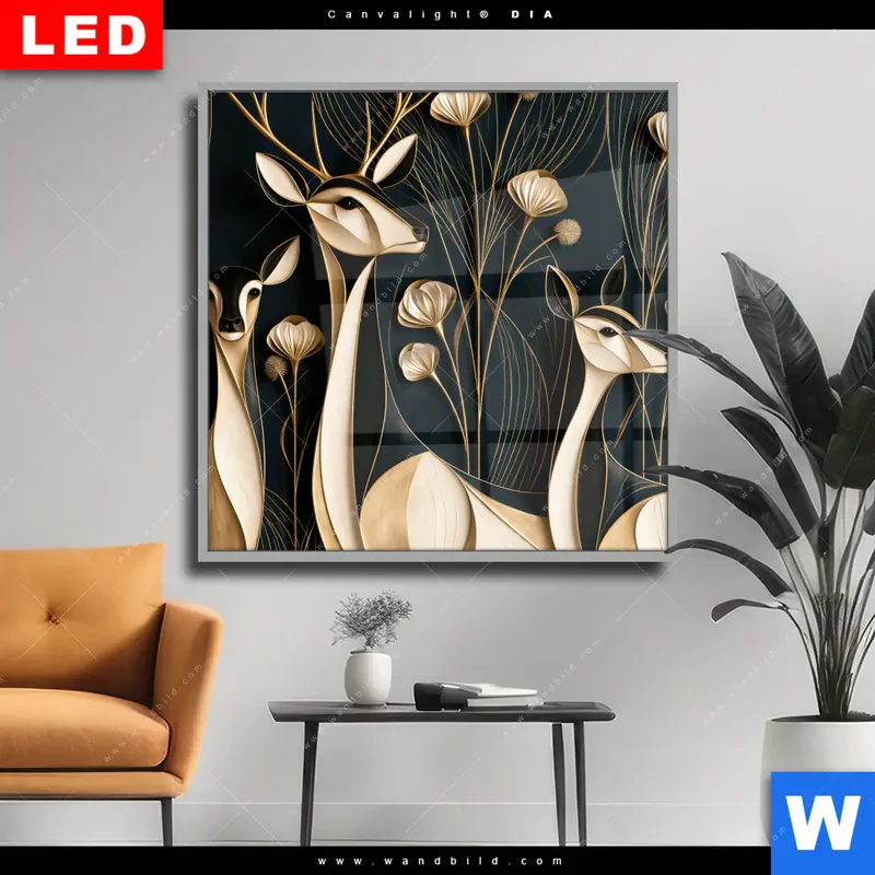 Wechselmotiv Acrylglas Canvalight® DIA | Rehe - Anmut des Waldes | Quadrat