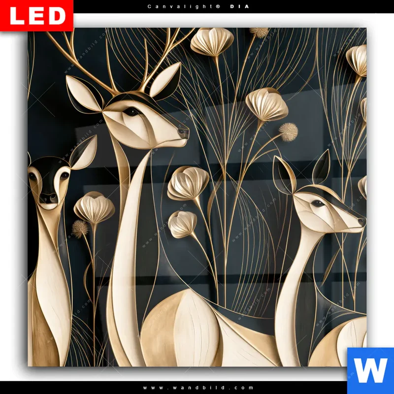 Wechselmotiv Acrylglas Canvalight® DIA | Rehe - Anmut des Waldes | Quadrat