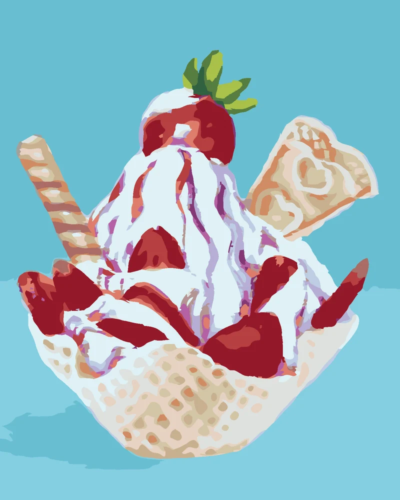 Diamond painting - ERDBEER-EISBECHER (MYROSLAVA WOLOSCHUK)
