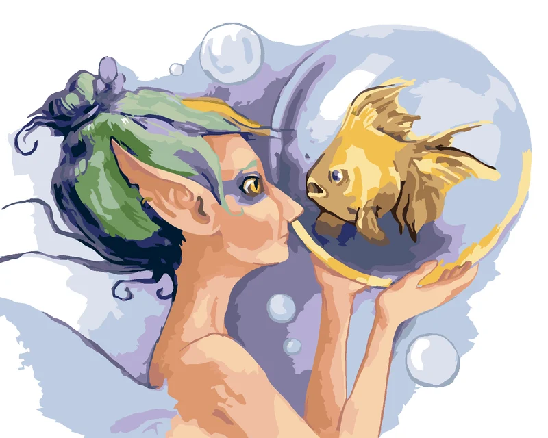 Diamond painting - MÄRCHENFEE MIT GOLDFISCH