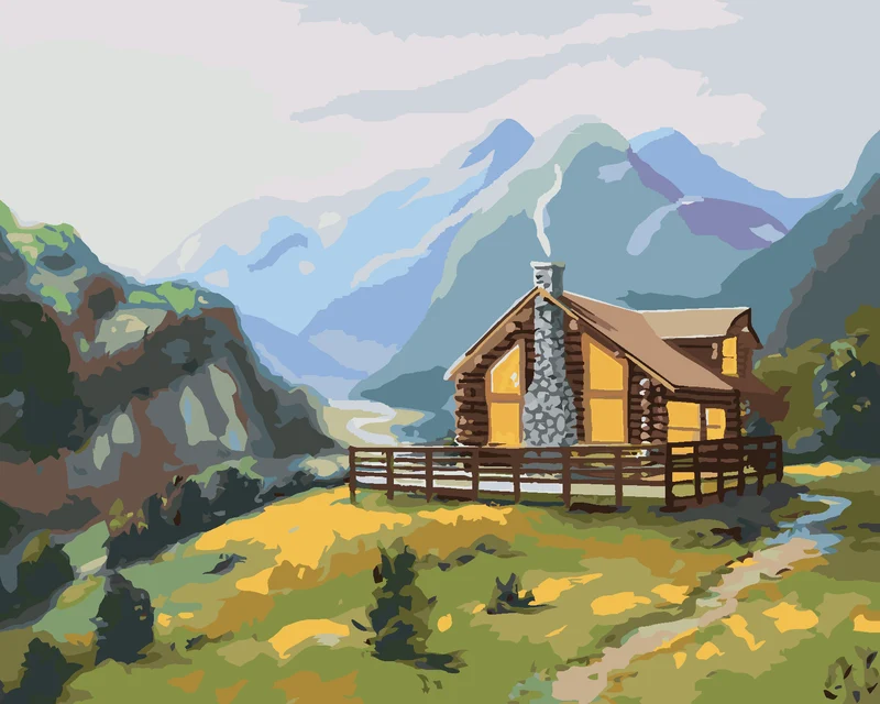 Diamond painting - BLOCKHAUS IM FRÜHLING (D. RUSTY RUST)