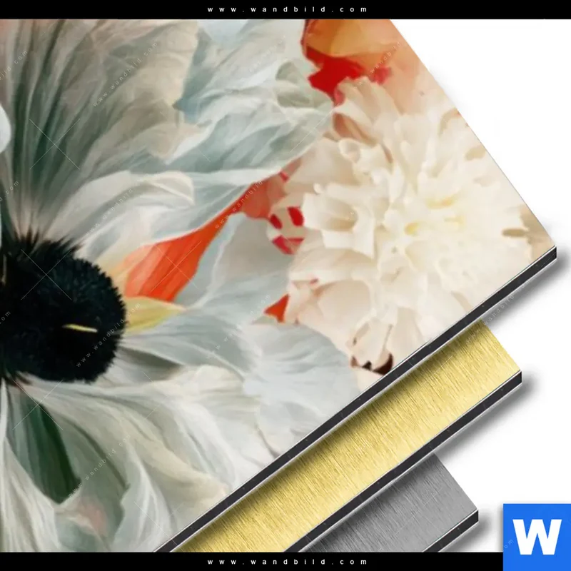 Aluminiumbild gebürstet | Florale Diva | Schmal
