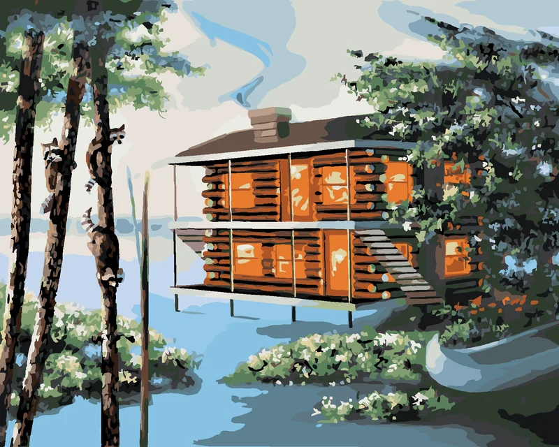Diamond painting - BLOCKHAUS AM WASSER (D. RUSTY RUST)