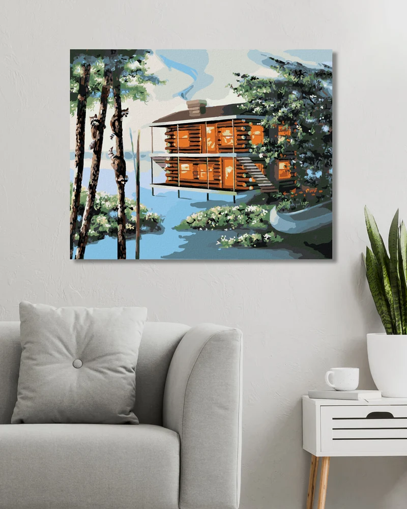 Diamond painting - BLOCKHAUS AM WASSER (D. RUSTY RUST)