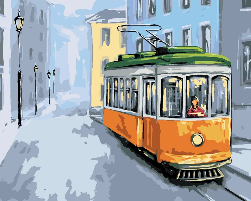 Diamond painting - ALTE GELBE STRASSENBAHN
