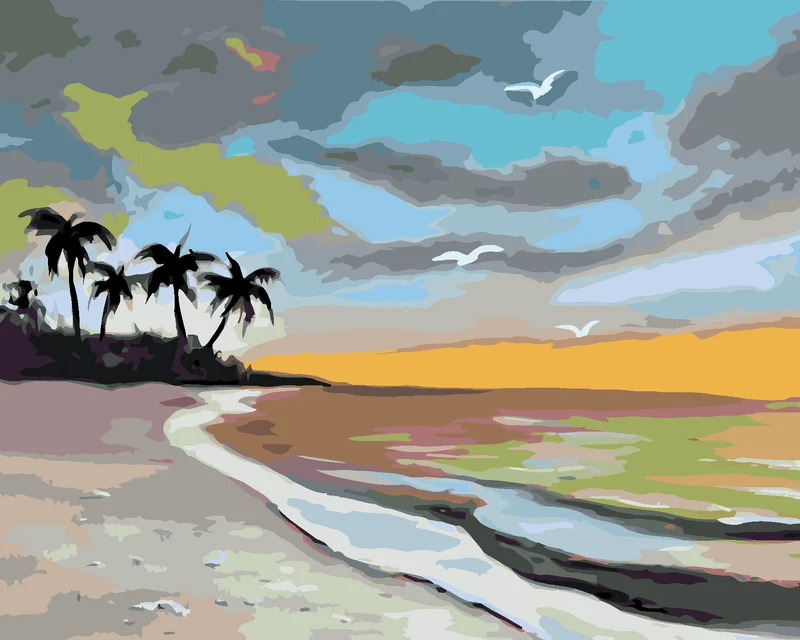 Diamond painting - KÜSTE UND SONNENUNTERGANG (D. RUSTY RUST)