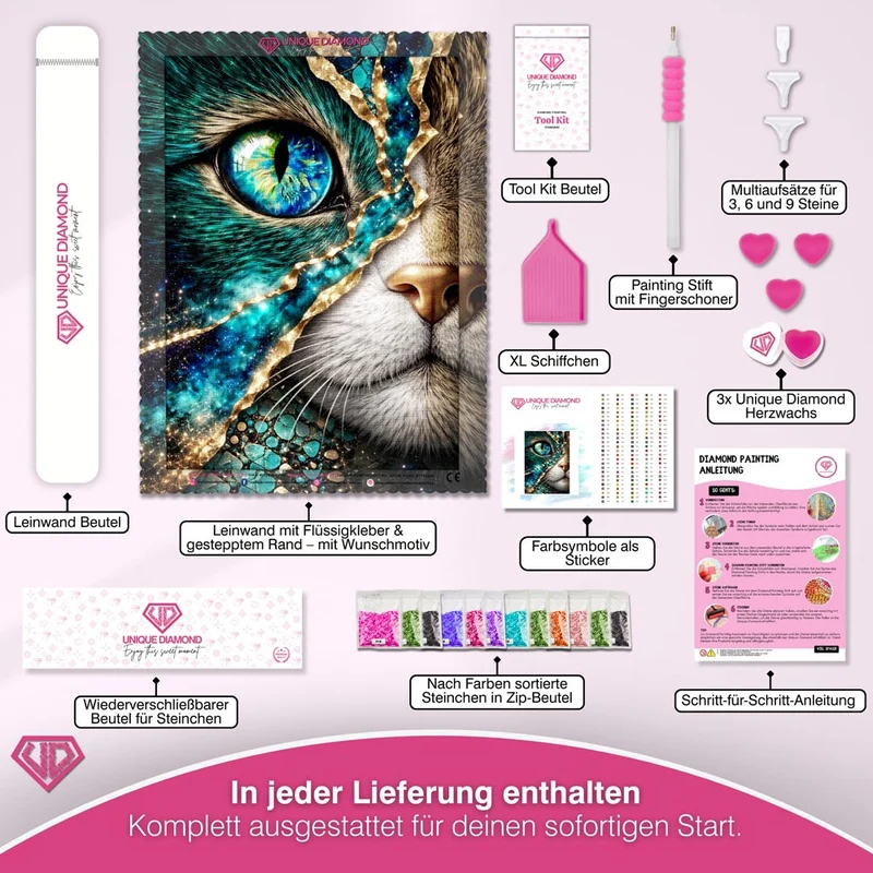5D Diamond Painting – Cosmic Emerald Cat