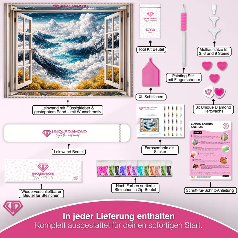 5D Diamond Painting – Window to Celestial Peaks