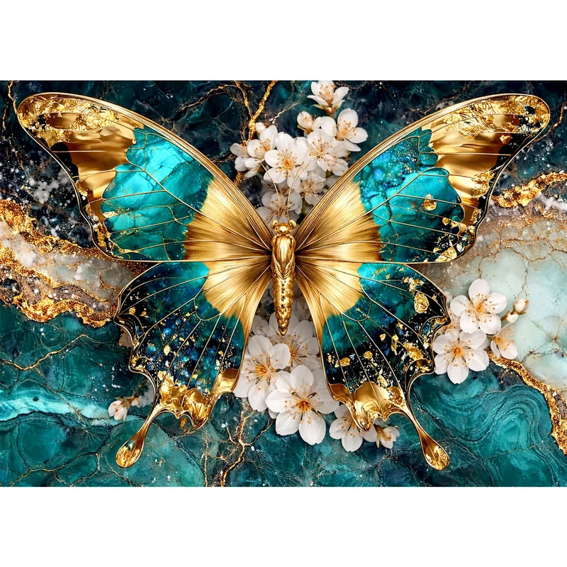 5D Diamond Painting – Golden Emerald Butterfly