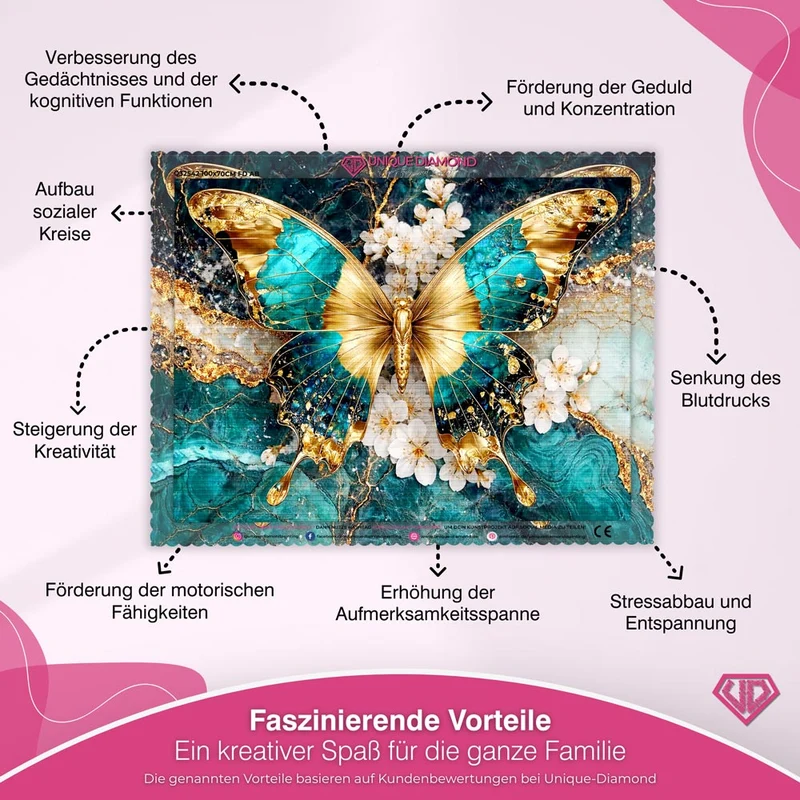 5D Diamond Painting – Golden Emerald Butterfly