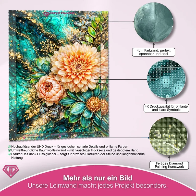 5D Diamond Painting – Golden Emerald Blossom