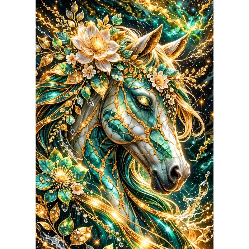5D Diamond Painting – Emerald Celestial Horse
