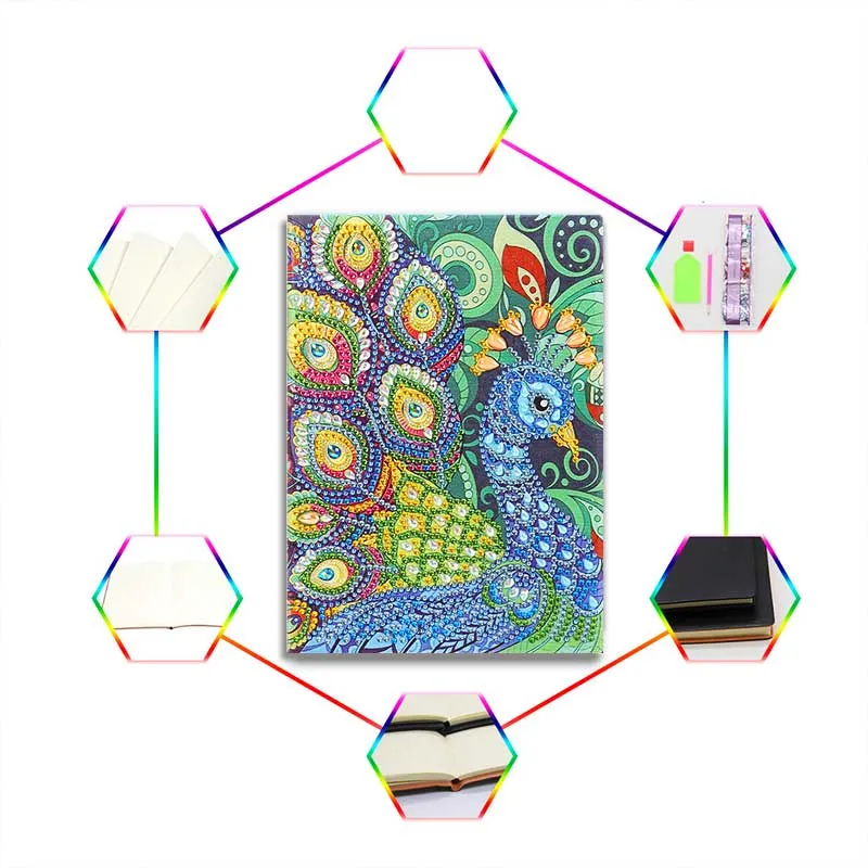 Diamond Painting Notizbuch Pfau