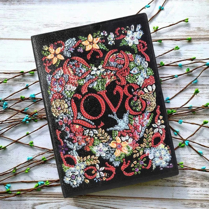 5D Diamond Painting Notizbuch – Florale LOVE-Magie