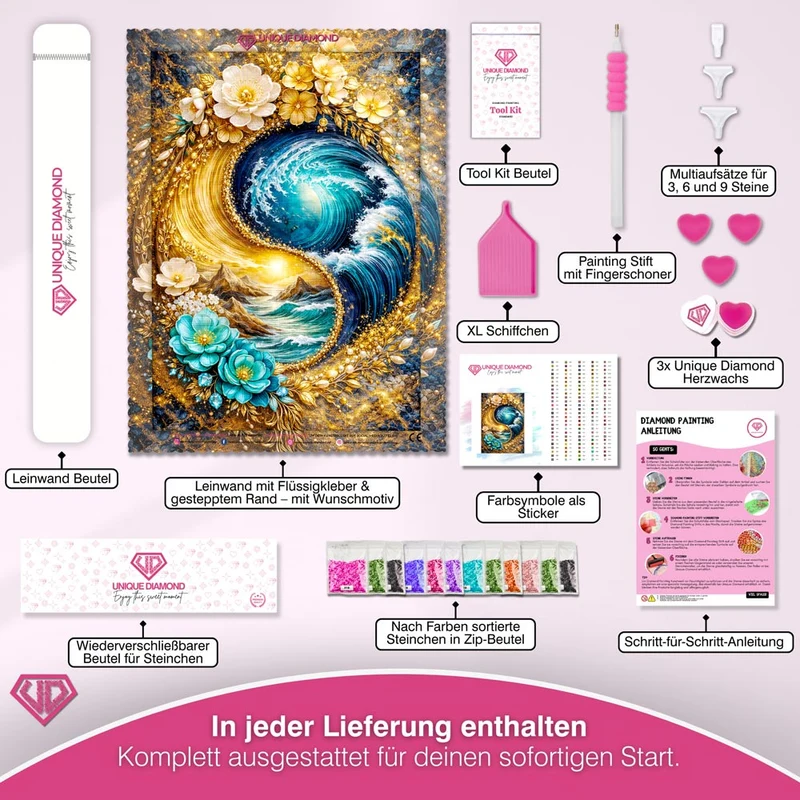 5D Diamond Painting – Yin Yang Ocean Bloom