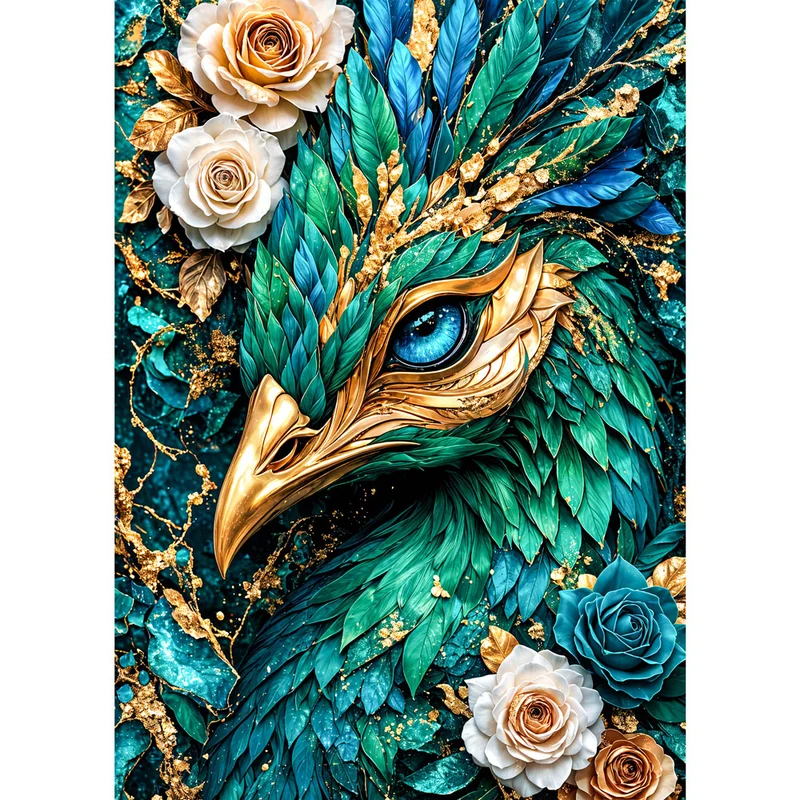 5D Diamond Painting – Emerald Phoenix Bloom
