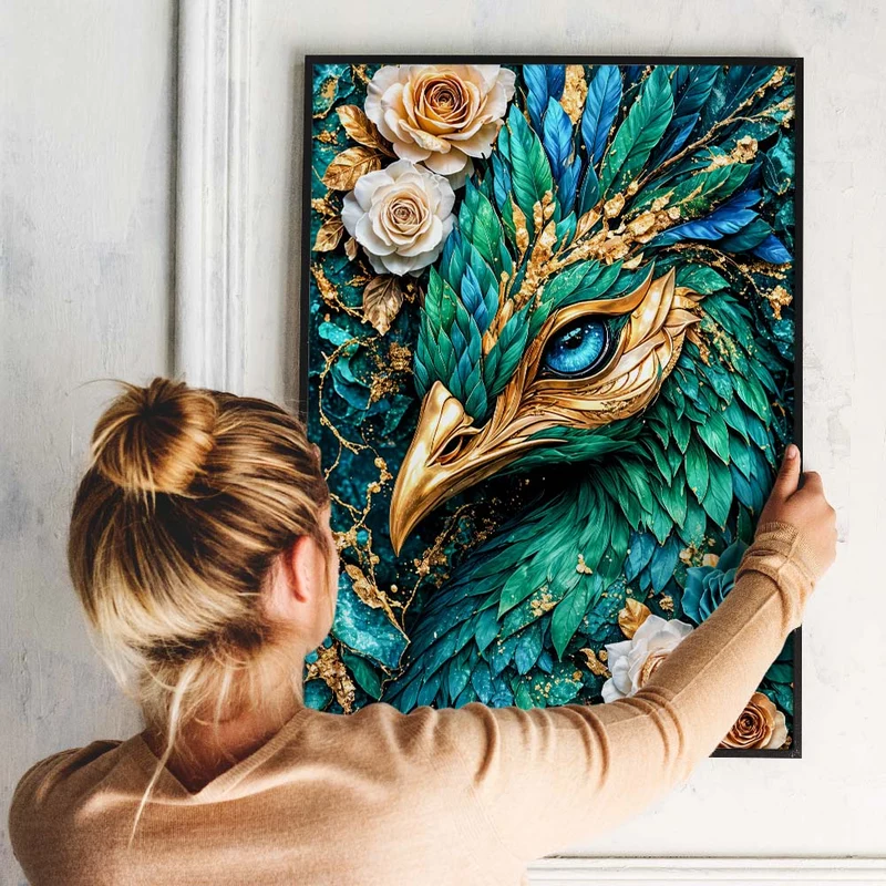 5D Diamond Painting – Emerald Phoenix Bloom