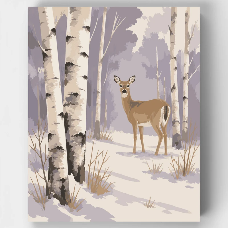 Birch Forest Deer - Paint by Numbers Kit