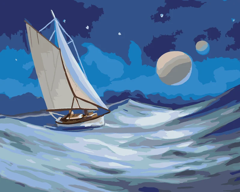 Diamond painting - SEGELSCHIFF BEIM VOLLMOND (D. RUSTY RUST)