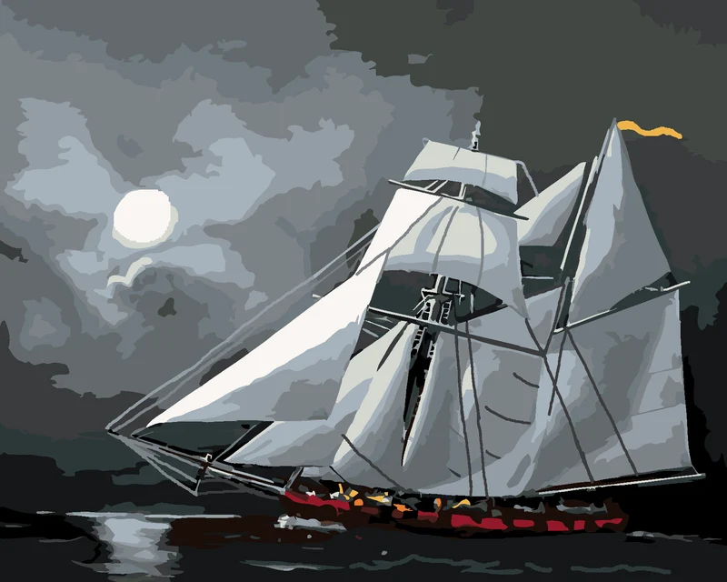 Diamond painting - SEGELSCHIFF BEI VOLLMOND (D. RUSTY RUST)