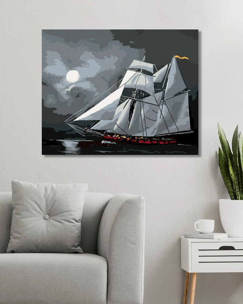 Diamond painting - SEGELSCHIFF BEI VOLLMOND (D. RUSTY RUST)