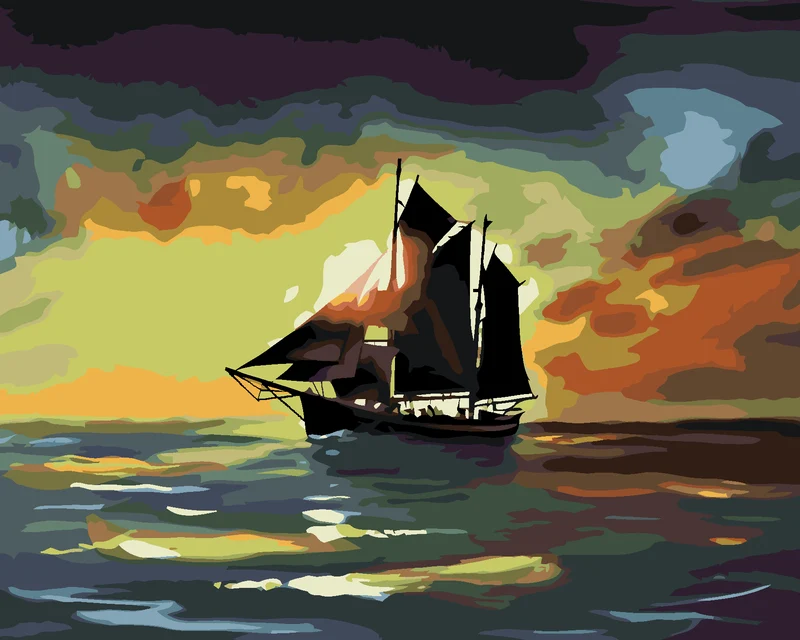 Diamond painting - SEGELSCHIFF IM SONNENUNTERGANG (D. RUSTY RUST)