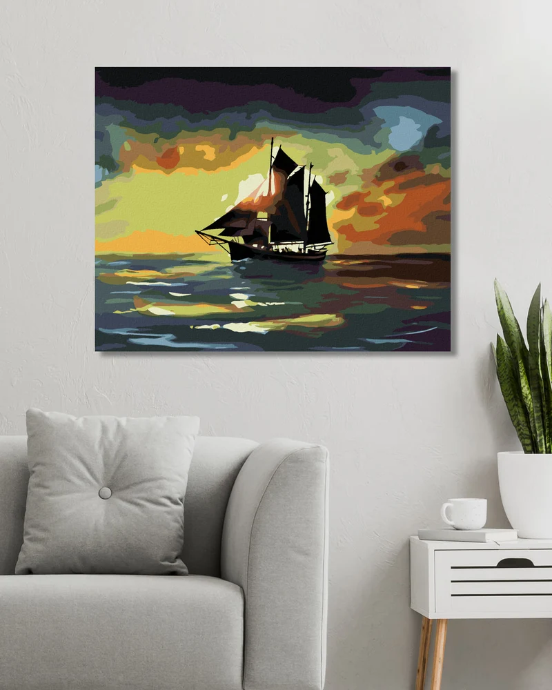 Diamond painting - SEGELSCHIFF IM SONNENUNTERGANG (D. RUSTY RUST)