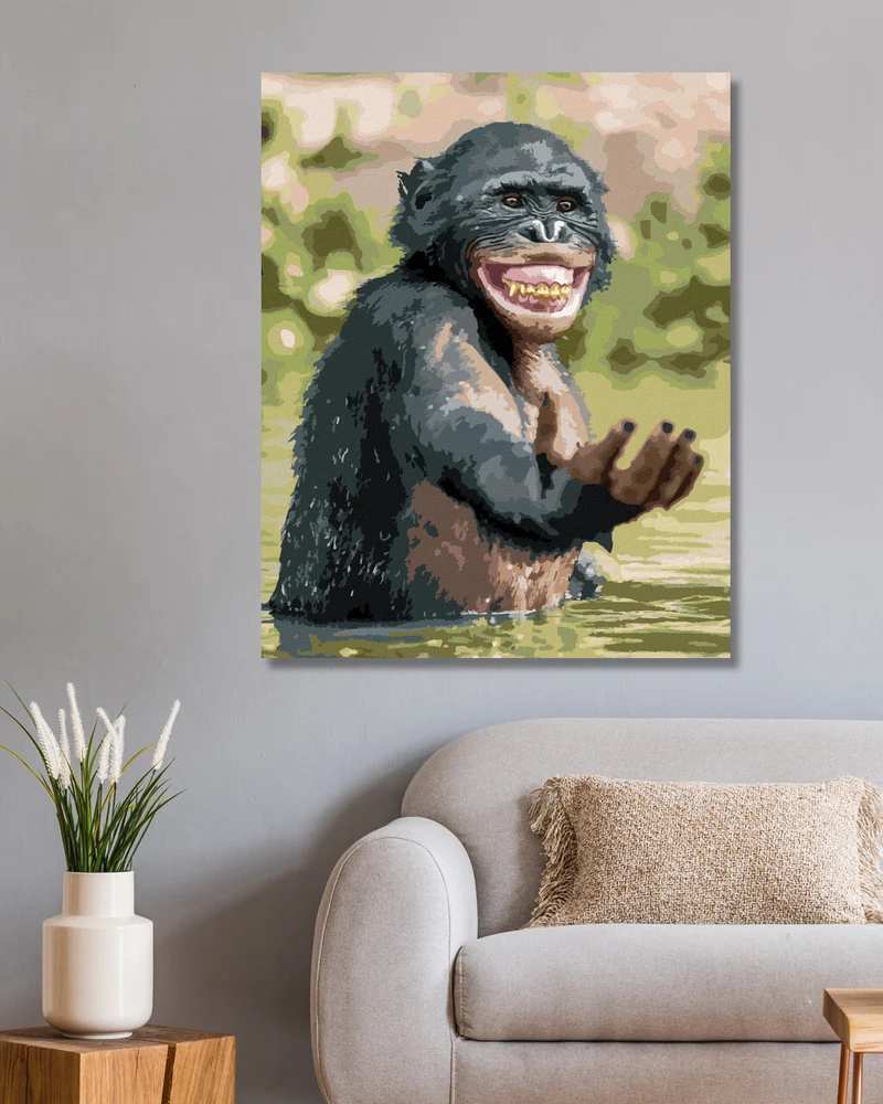 Diamond painting - GLÜCKLICHER SCHIMPANSE