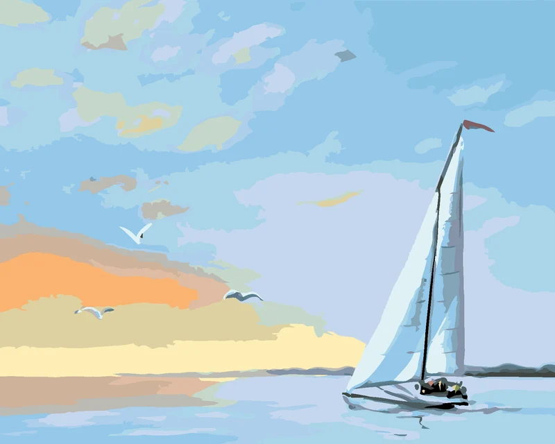Diamond painting - SEGELSCHIFF UND HIMMELSRÖTE (D. RUSTY RUST)