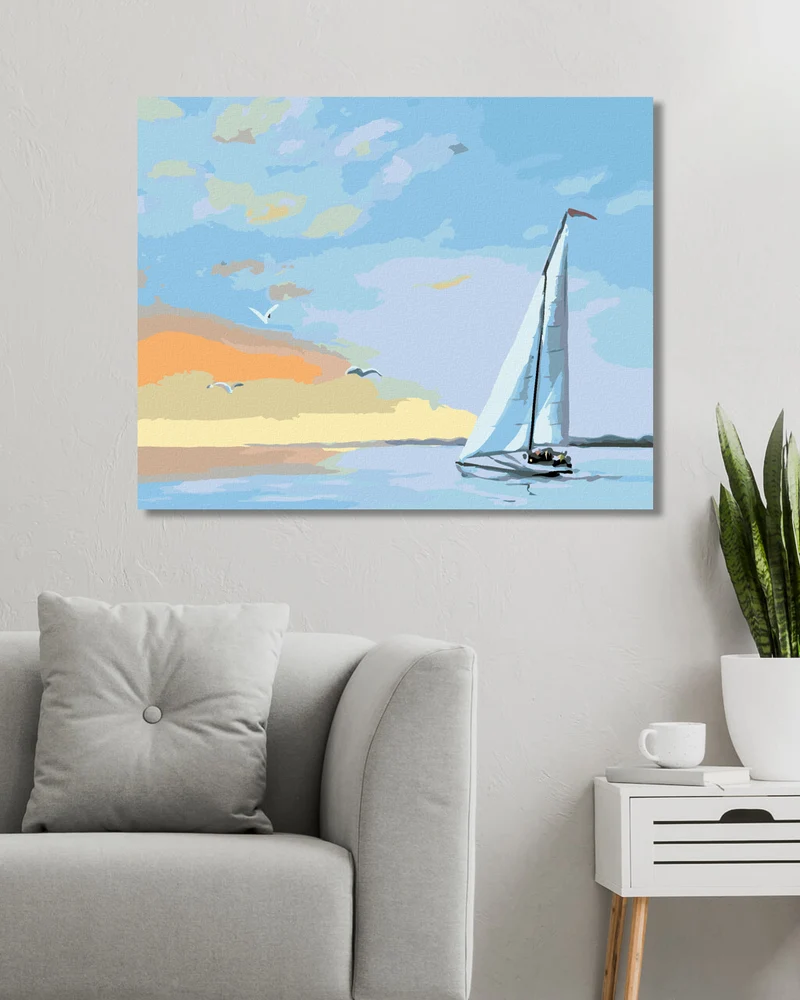 Diamond painting - SEGELSCHIFF UND HIMMELSRÖTE (D. RUSTY RUST)