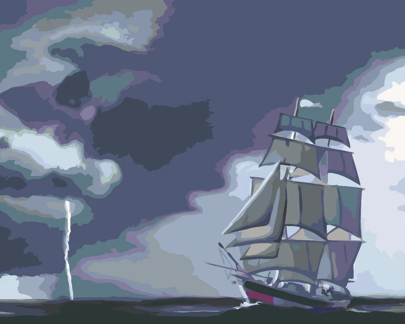 Diamond painting - SEGELSCHIFF UND STURM (D. RUSTY RUST)