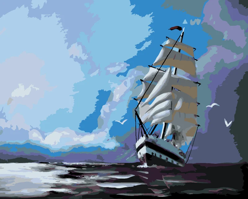 Diamond painting - SEGELSCHIFF UND WOLKEN (D. RUSTY RUST)