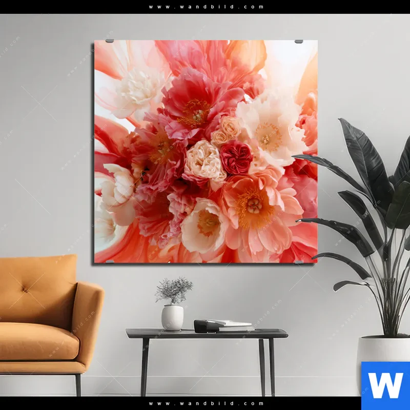Aluminiumbild gebürstet | Florale Explosion | Quadrat
