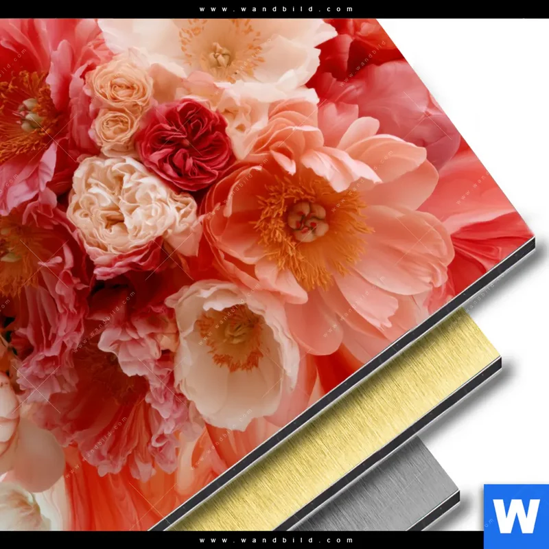 Aluminiumbild gebürstet | Florale Explosion | Quadrat