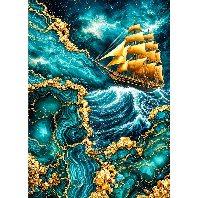 5D Diamond Painting – Golden Ocean Voyage