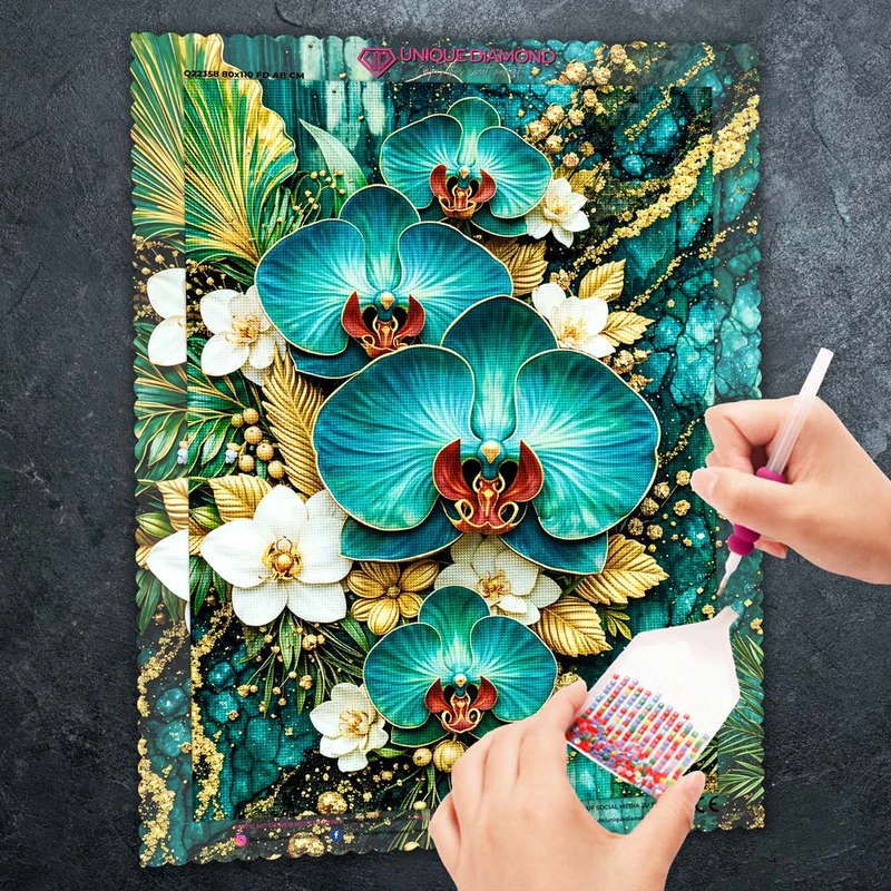 5D Diamond Painting – Emerald Orchid Elegance
