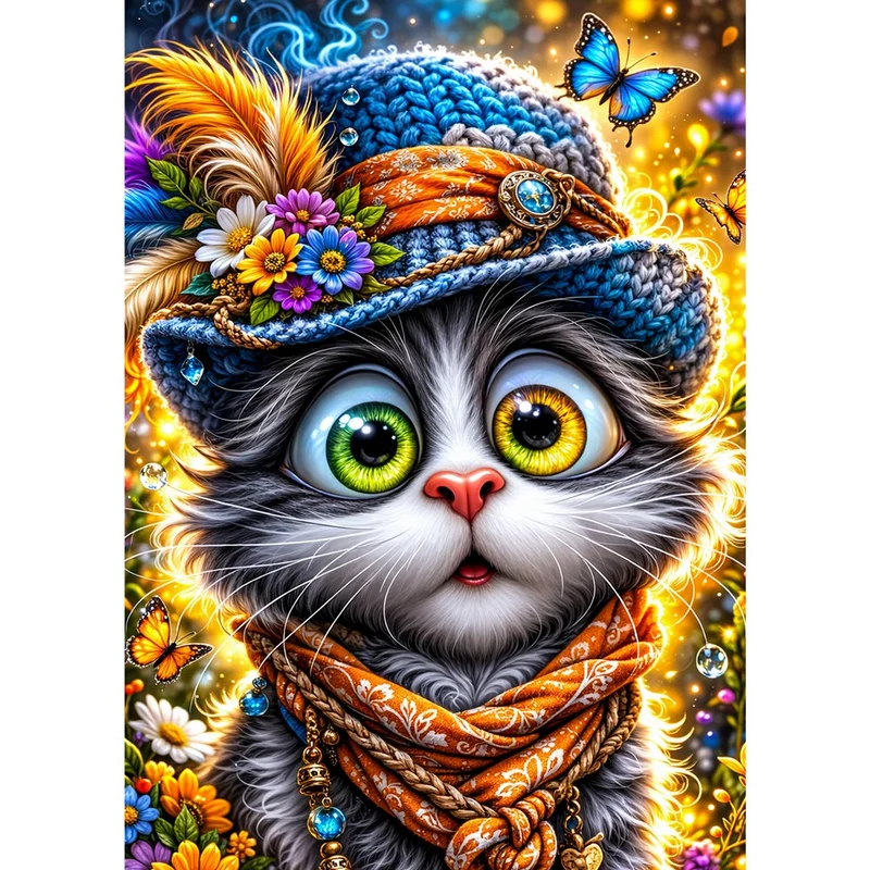 5D Diamond Painting – Curious Cat