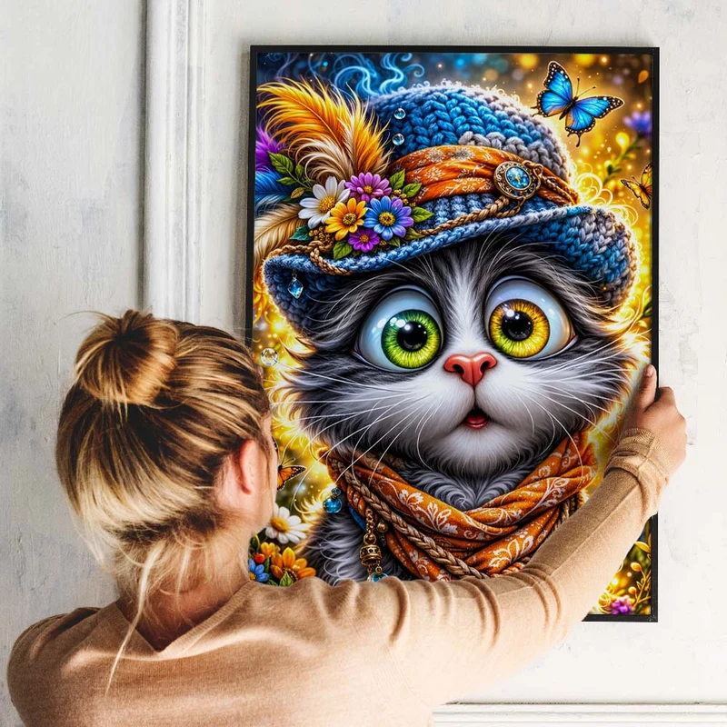 5D Diamond Painting – Curious Cat