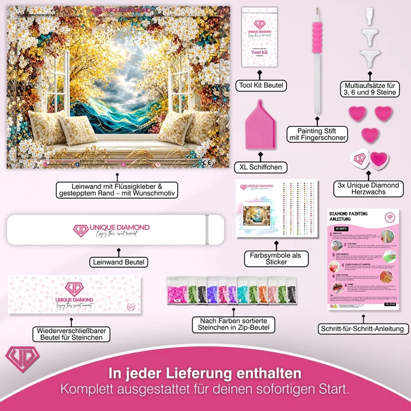 5D Diamond Painting – Golden Window Dream
