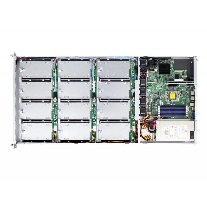 1U 12G Storage Server Chassis 12 x 3.5" + 2 x 2.5" 7mm Internal High Density Server with 600W redundant Platinum PSU