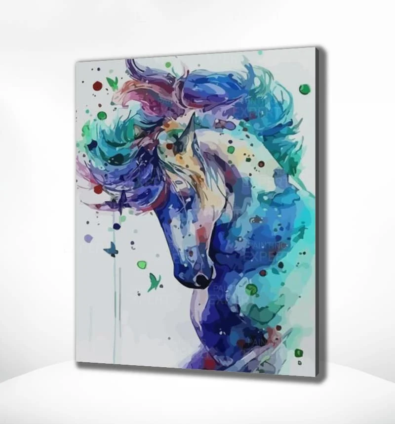 Diamond Painting Pferd mit Blauen Tönen