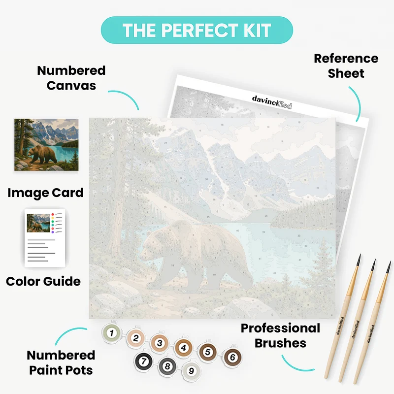 Grizzly at Lake Moraine - Paint by Numbers Kit