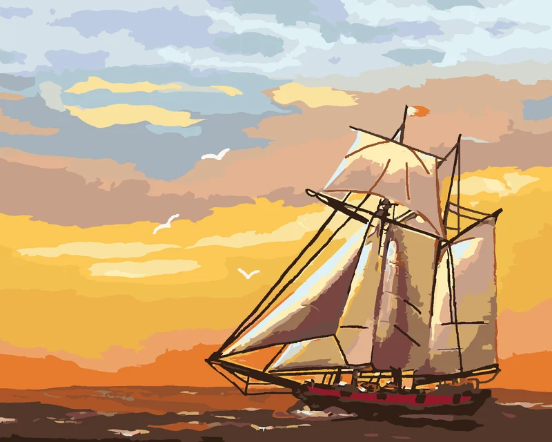 Diamond painting - SEGELSCHIFF IM SONNENUNTERGANG (D. RUSTY RUST)