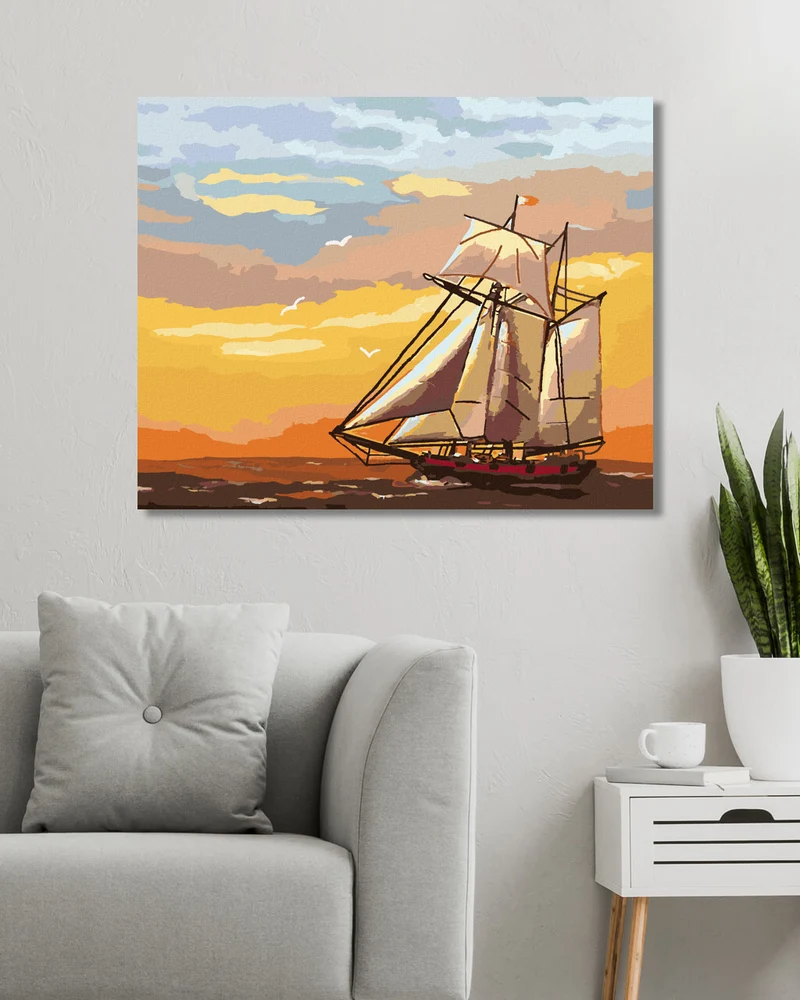 Diamond painting - SEGELSCHIFF IM SONNENUNTERGANG (D. RUSTY RUST)