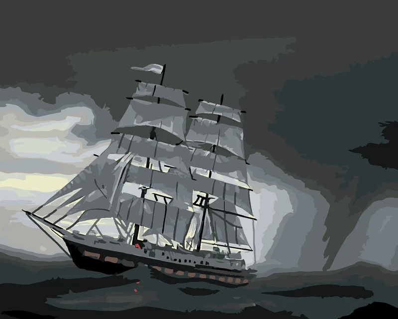 Diamond painting - SEGELSCHIFF IM REGEN (D. RUSTY RUST)