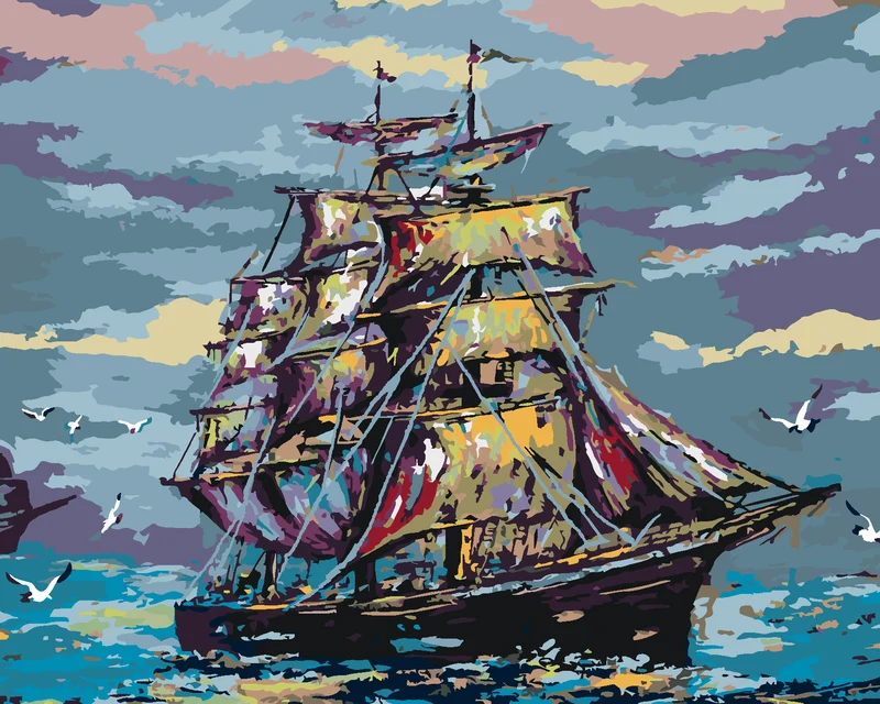 Diamond painting - SEGELBOOTE IN BUNTEN FARBTÖNEN