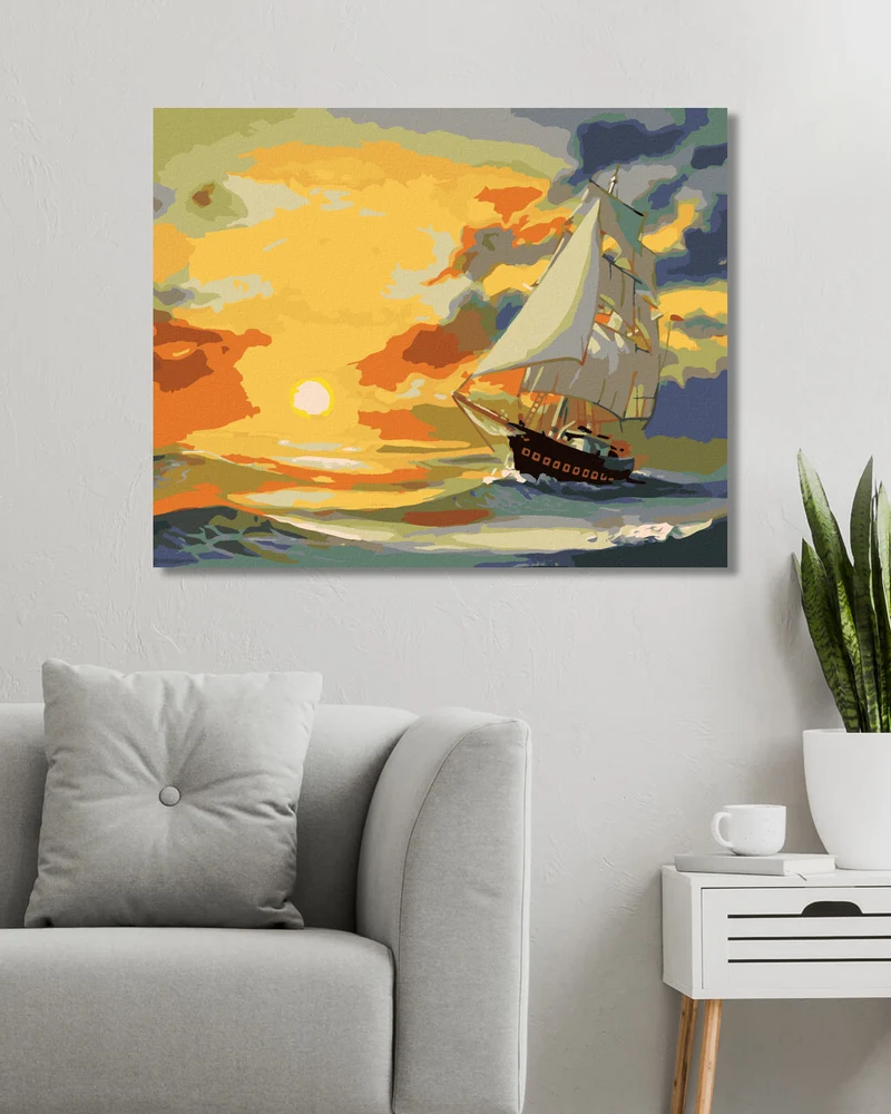Diamond painting - SEGELSCHIFF NACH DER ABENDDÄMMERUNG 2 (D. RUSTY RUST)