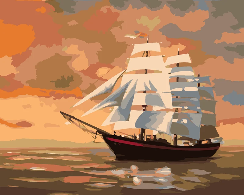 Diamond painting - SEGELSCHIFF NACH DER ABENDDÄMMERUNG (D. RUSTY RUST)