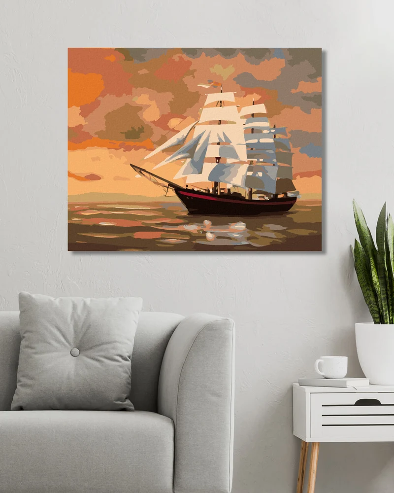 Diamond painting - SEGELSCHIFF NACH DER ABENDDÄMMERUNG (D. RUSTY RUST)
